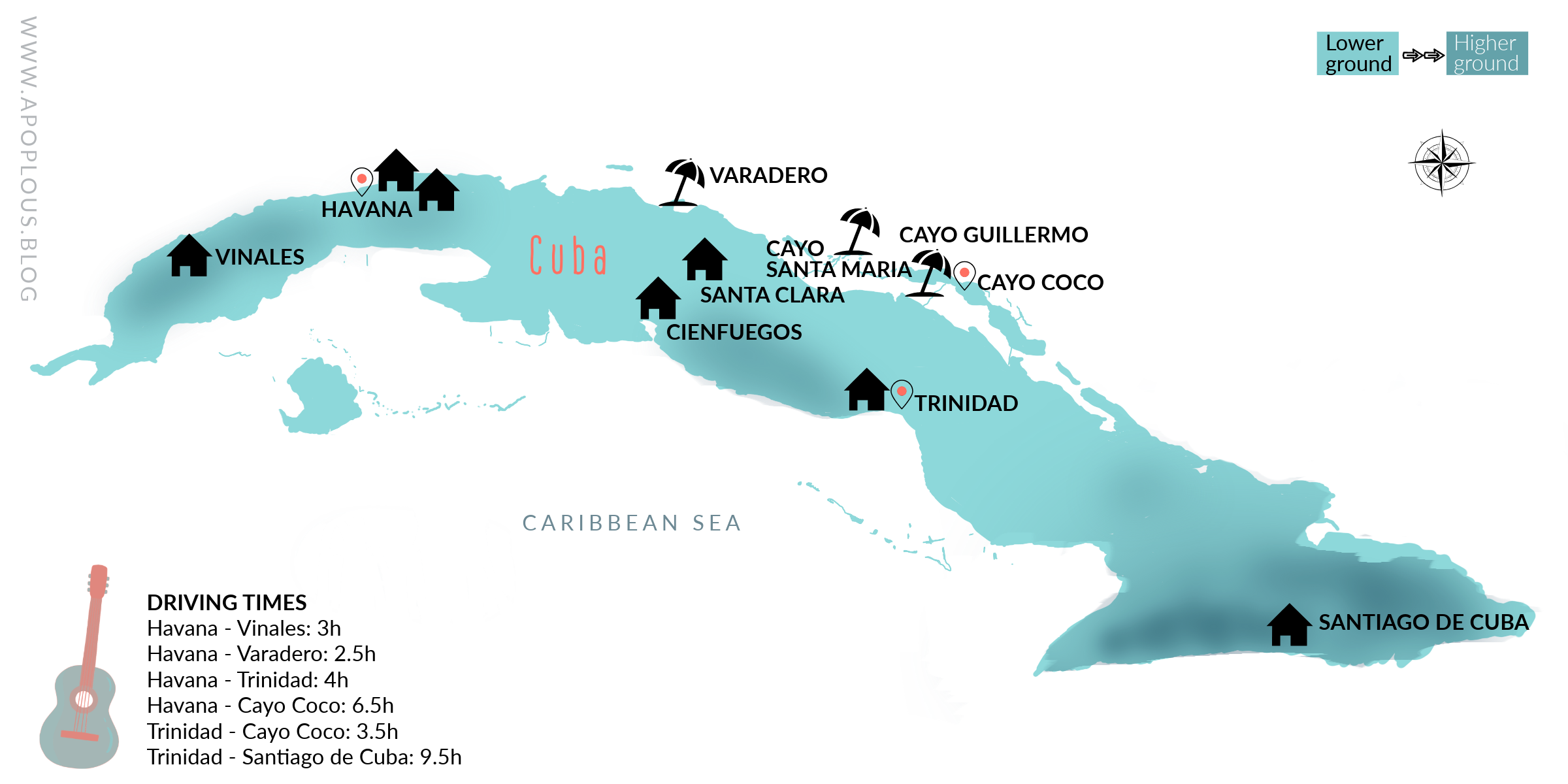 Cuba travel map