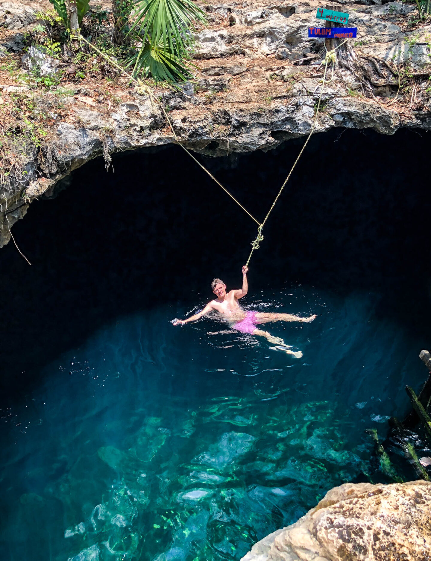 Cenote Calavera Tulum Mexico rope