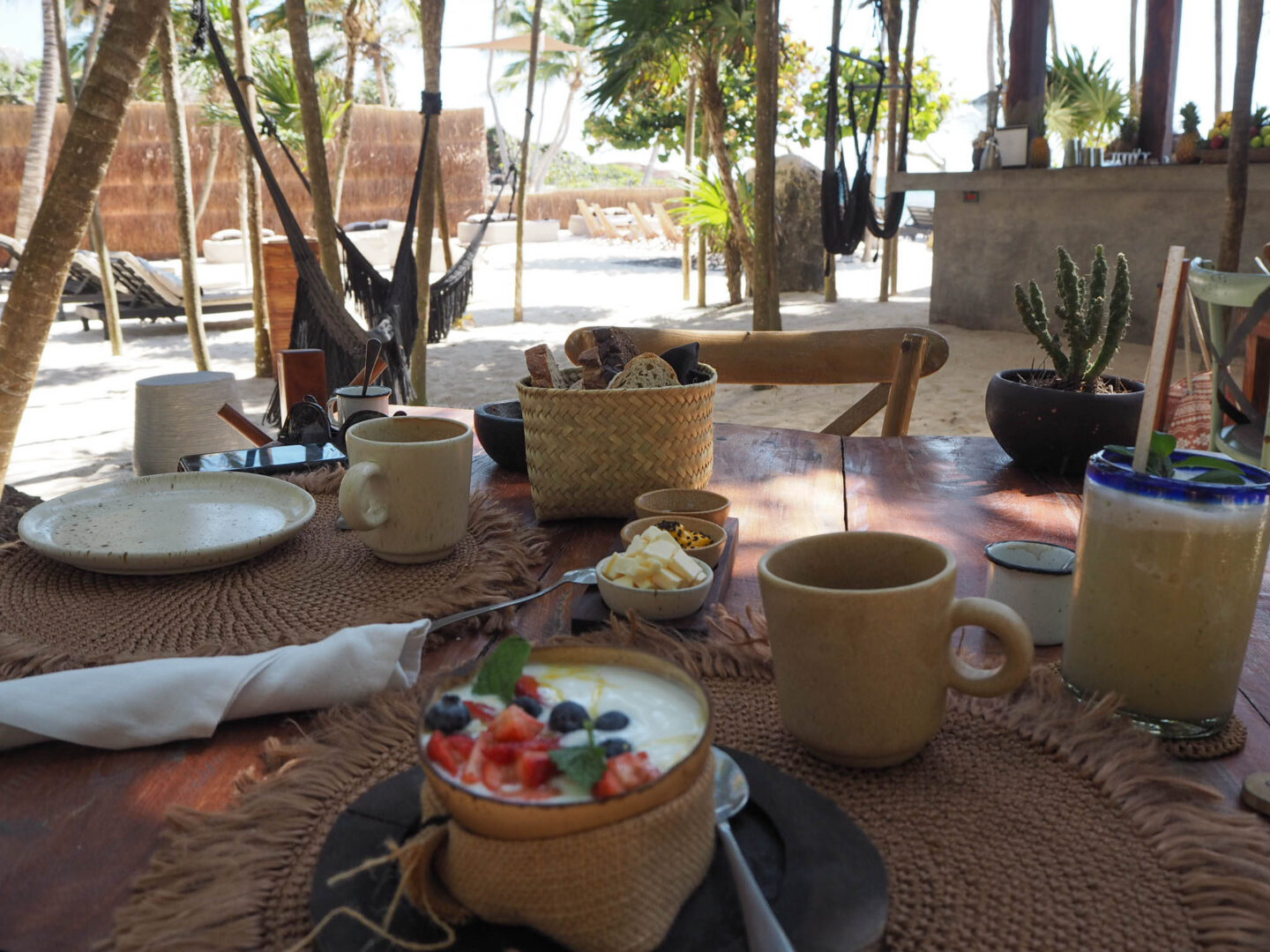 Tulum Mexico Habitas breakfast table