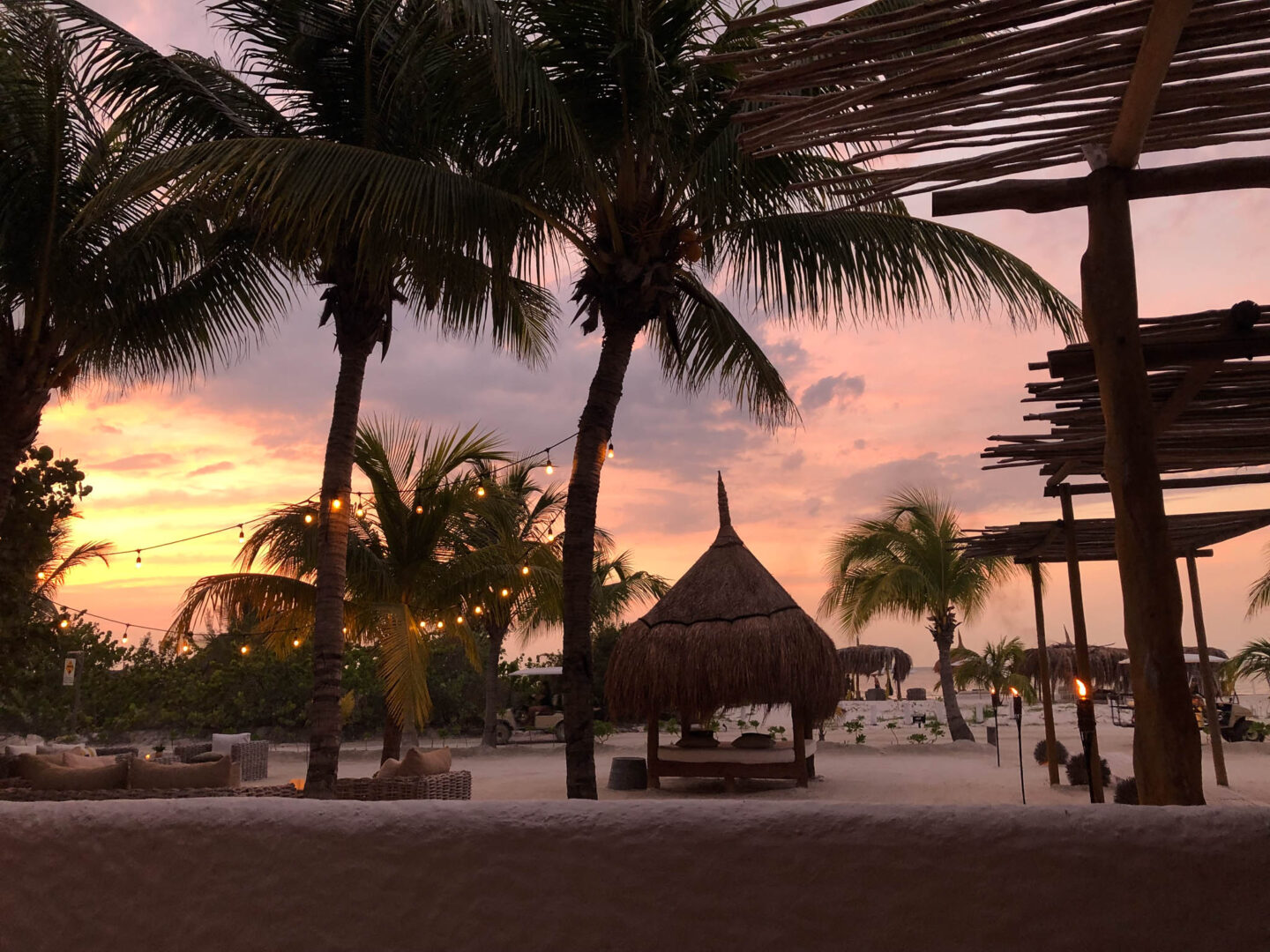 Holbox Mexico pink sunset shack