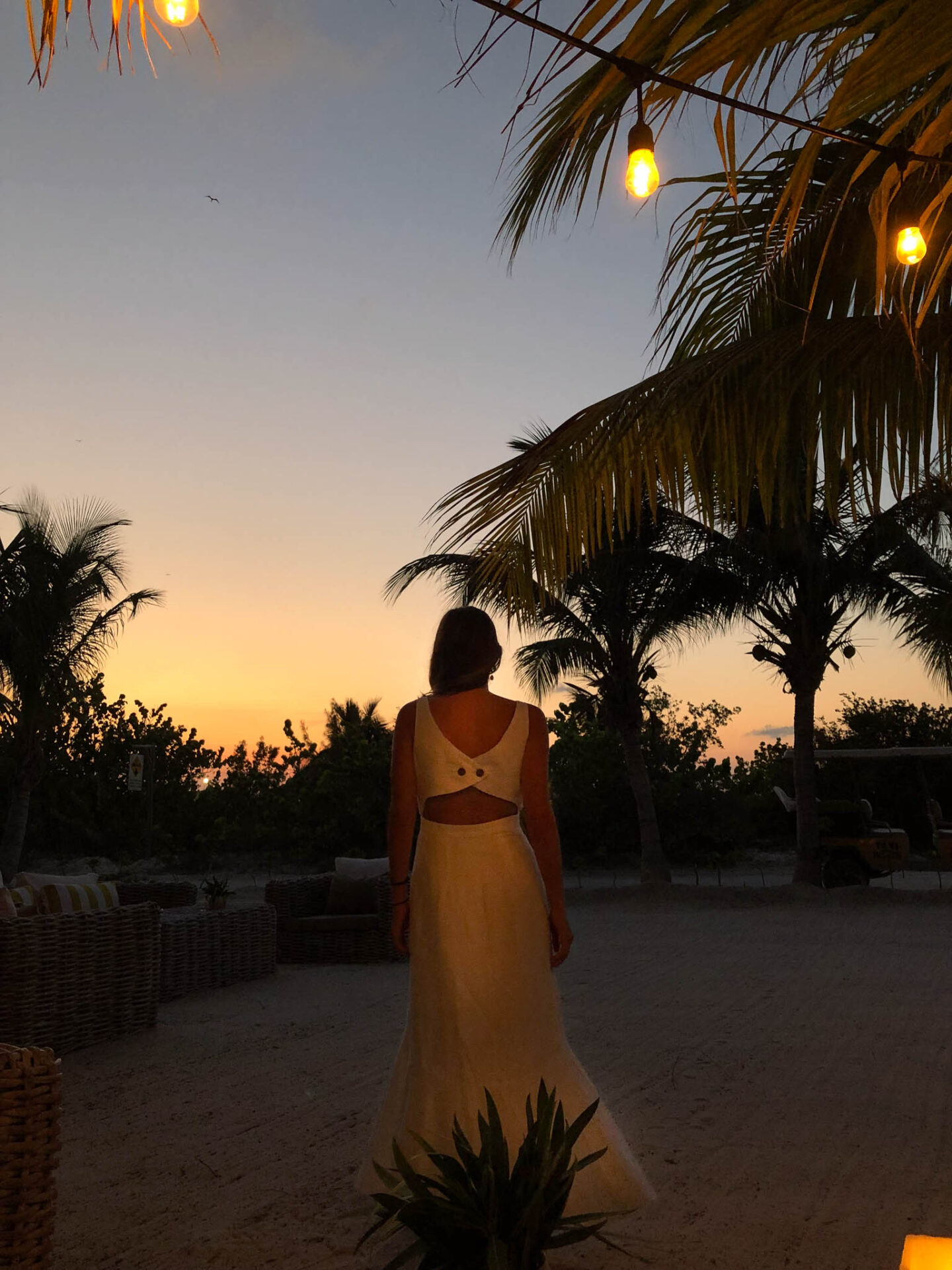 Holbox Mexico sunset white dress
