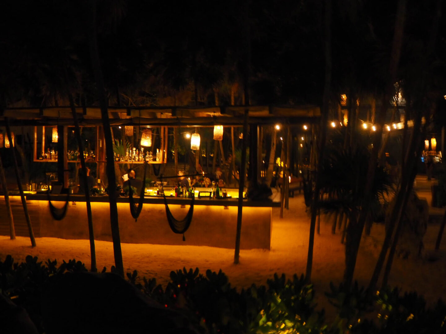 Tulum Mexico Habitas beach bar eveningtime