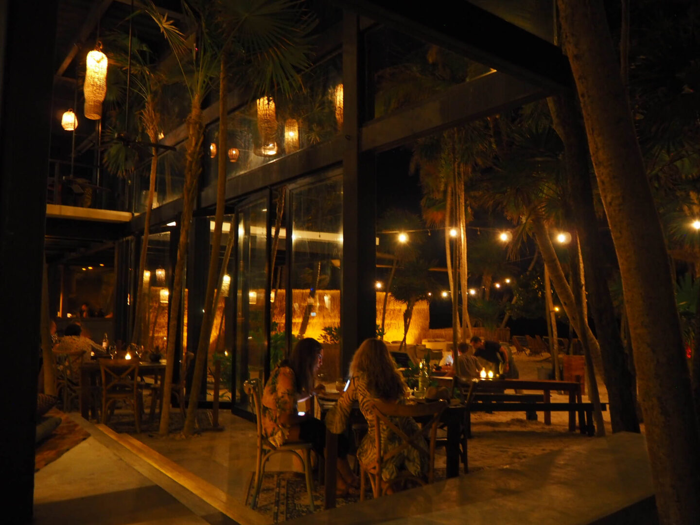 Tulum Mexico Habitas restaurant eveningtime