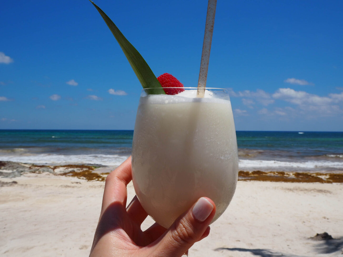 Tulum Mexico beach front cocktail