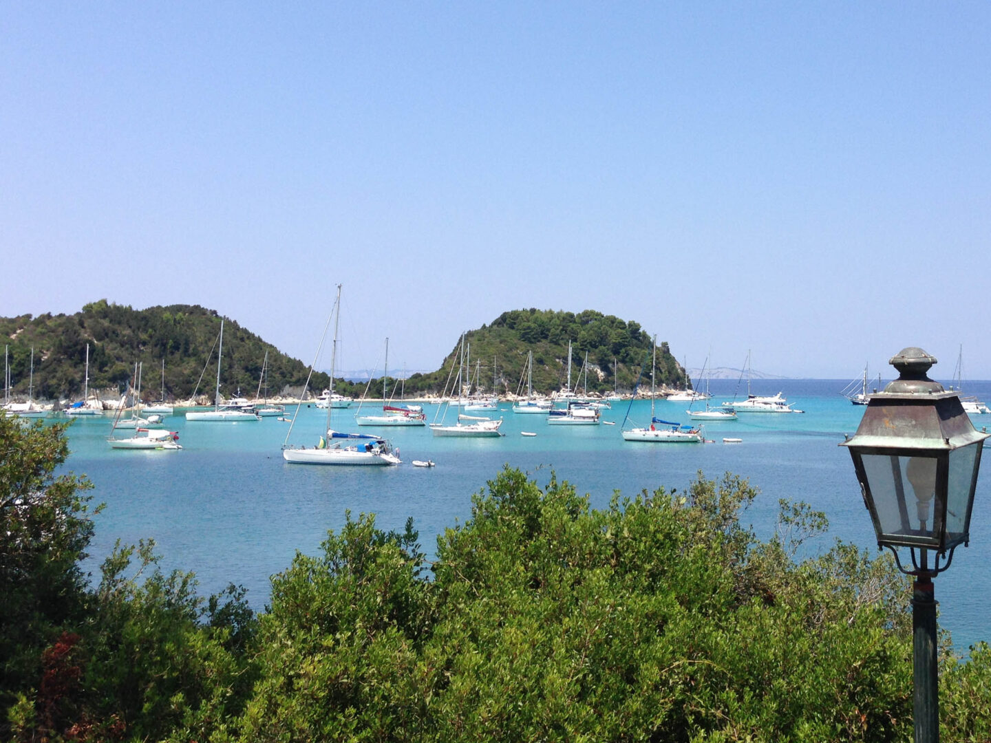 Paxoi bay anchored boats