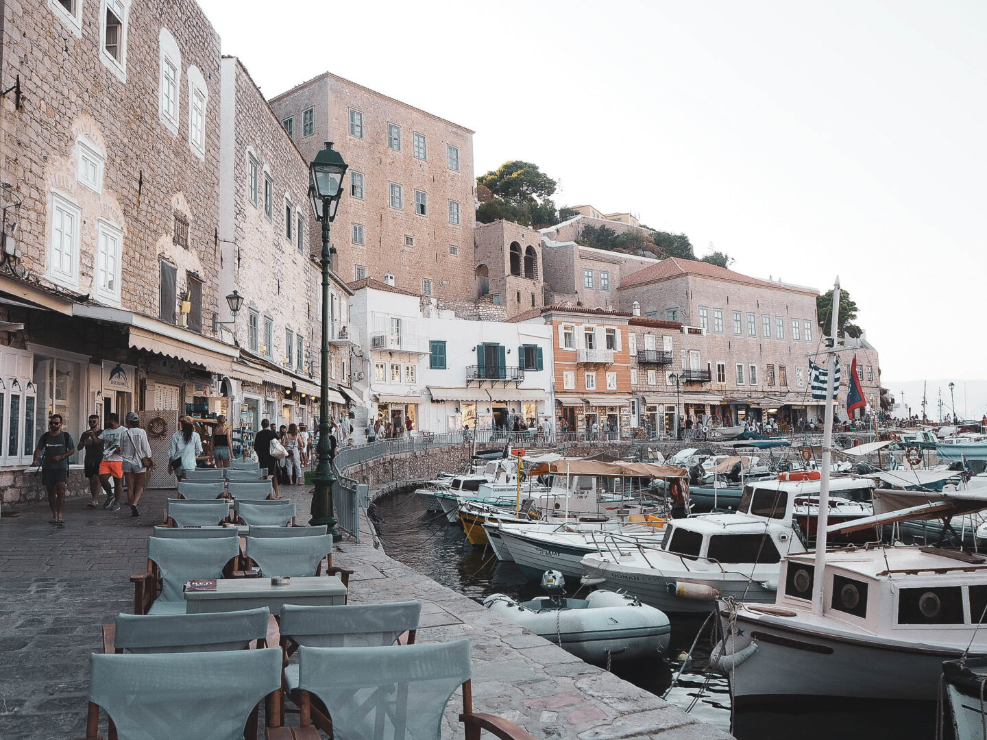 Hydra Greece port cafes