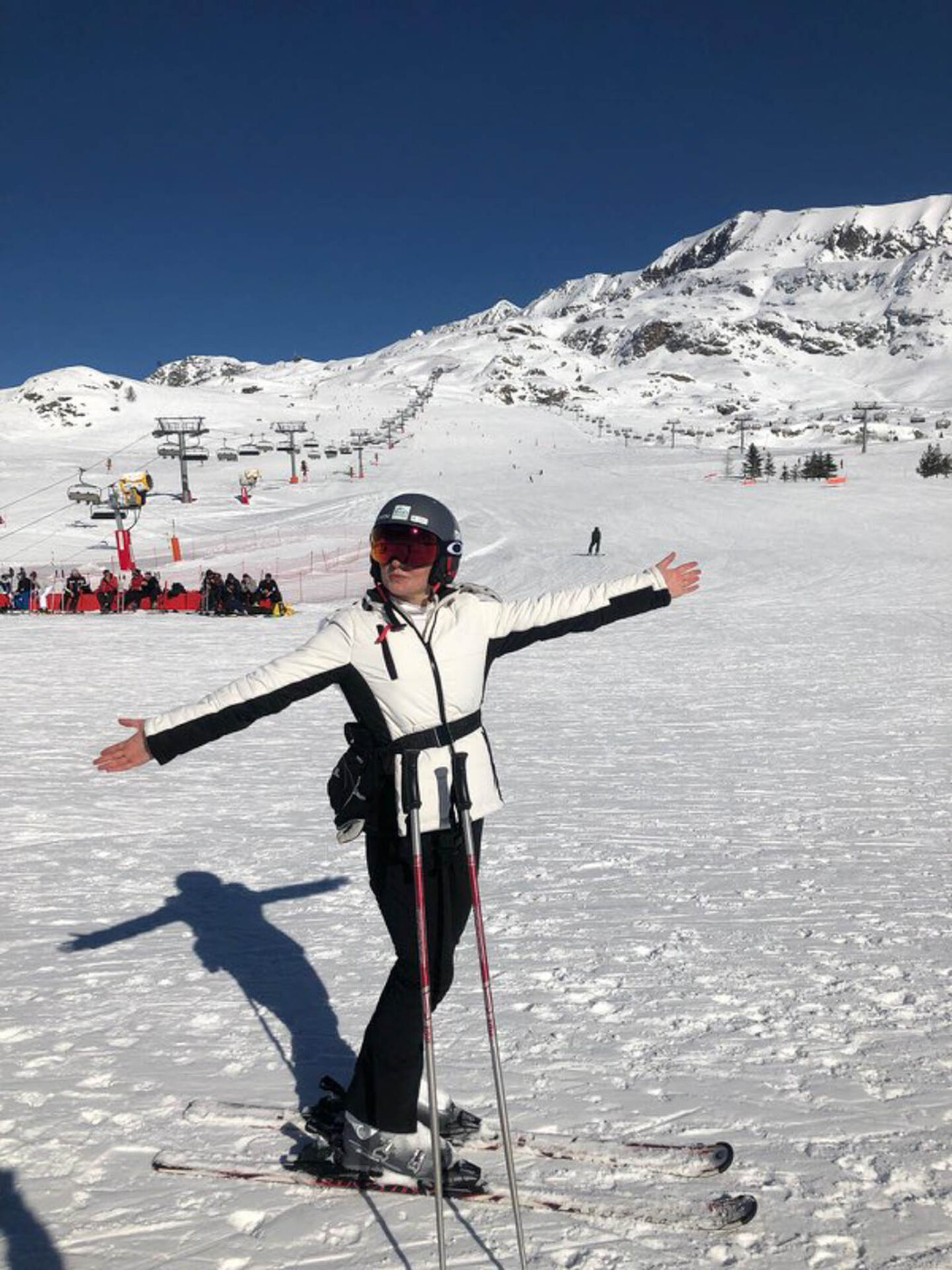Alpe d Huez snow posing