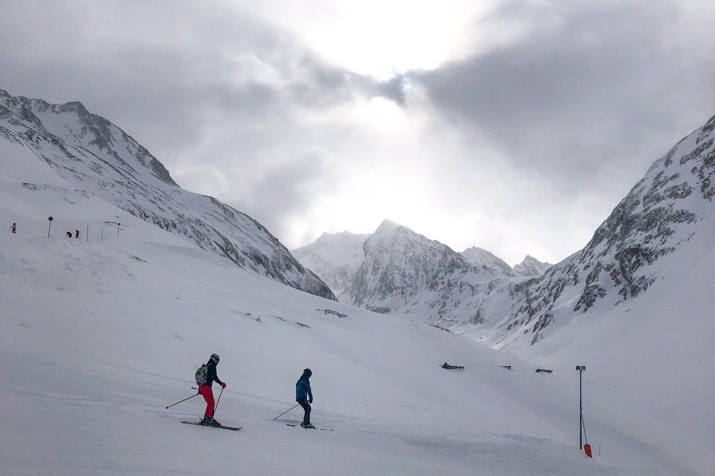 Obergurgl moody sky skiing