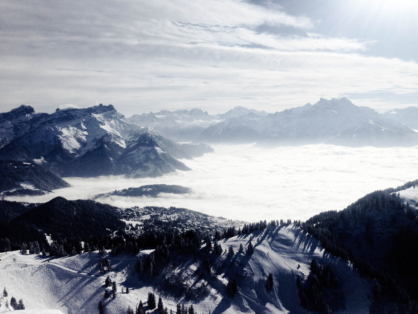 Villars foggy mountains