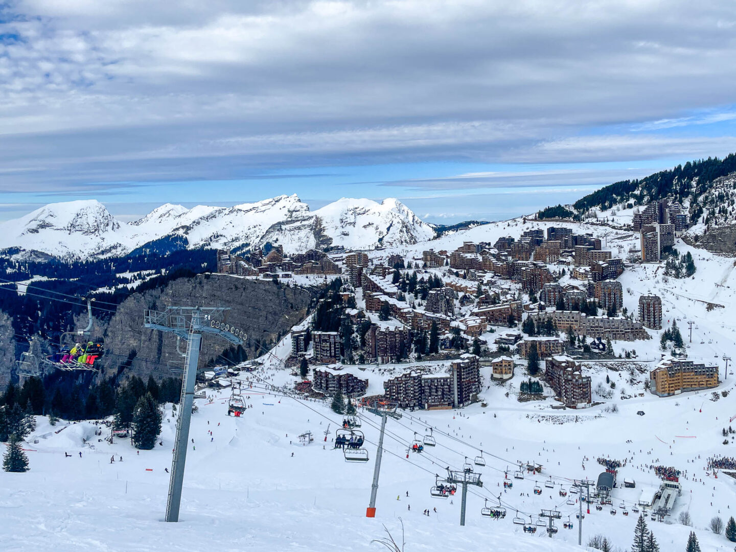 Avoriaz sunset town view