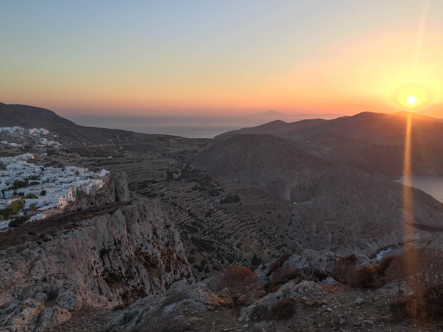 Folegandros purple sky cliff edge