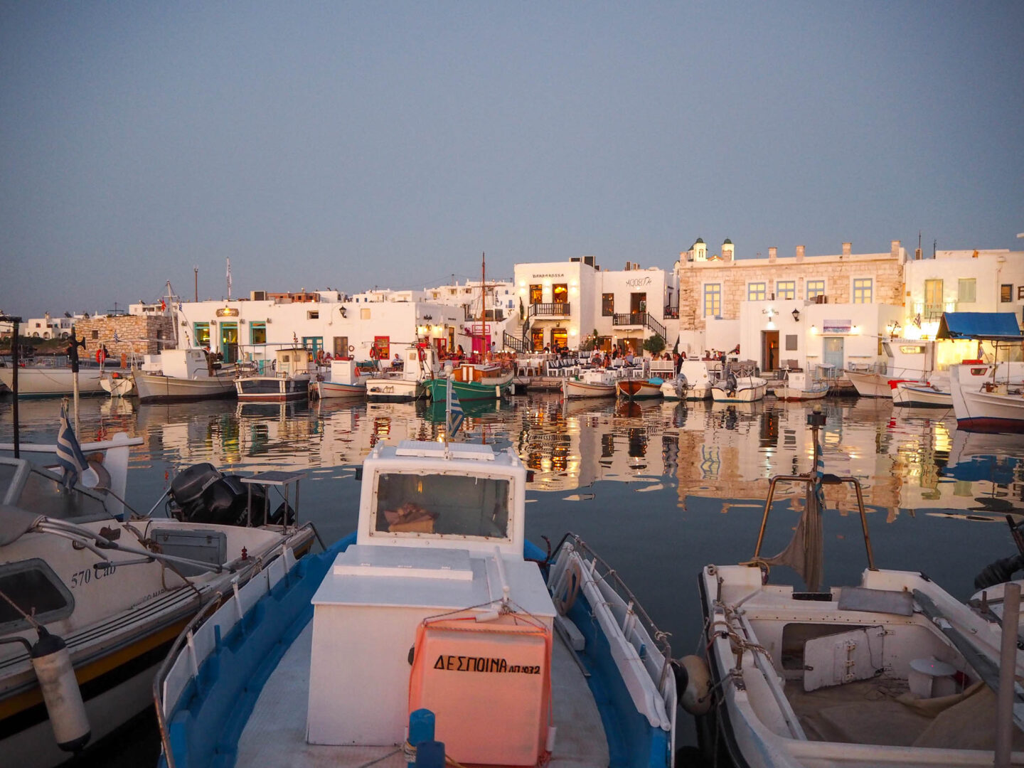 Paros sunset port