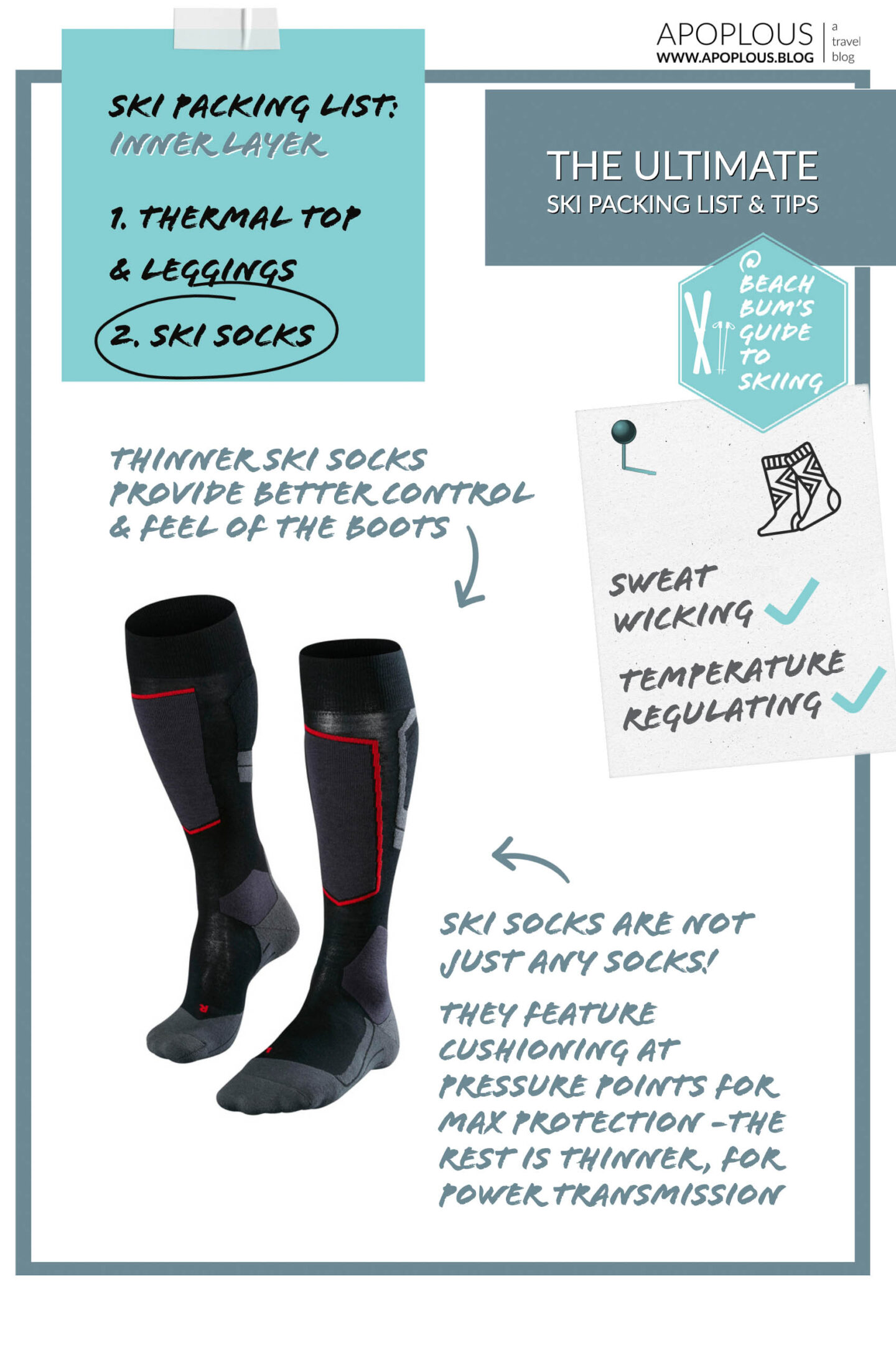 Ski packing list Ski socks guide