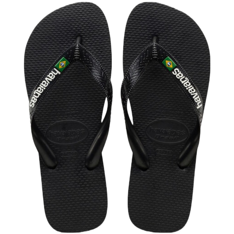 Havaianas Brazil Logo Black Flip Flops