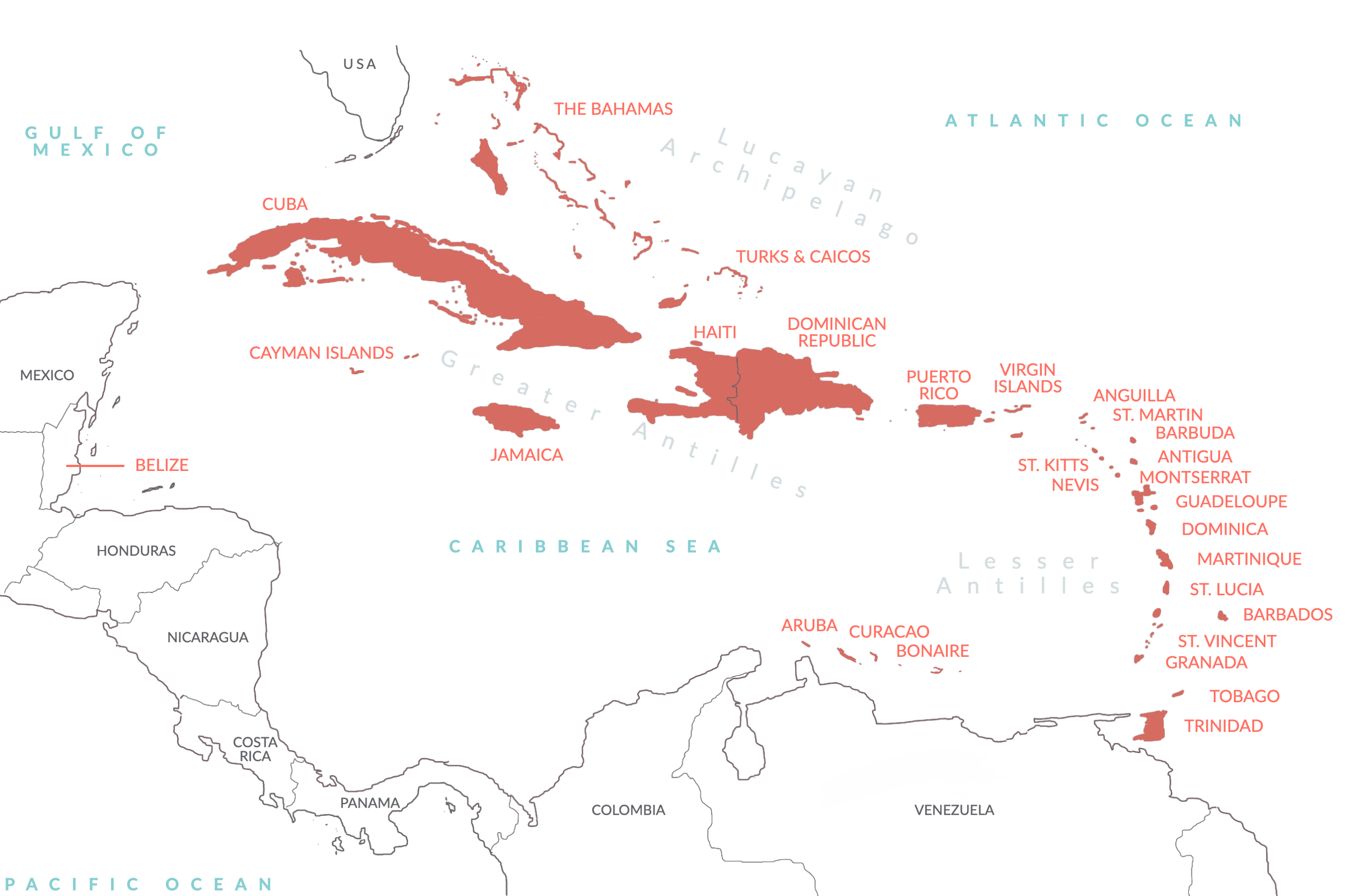 Caribbean region map