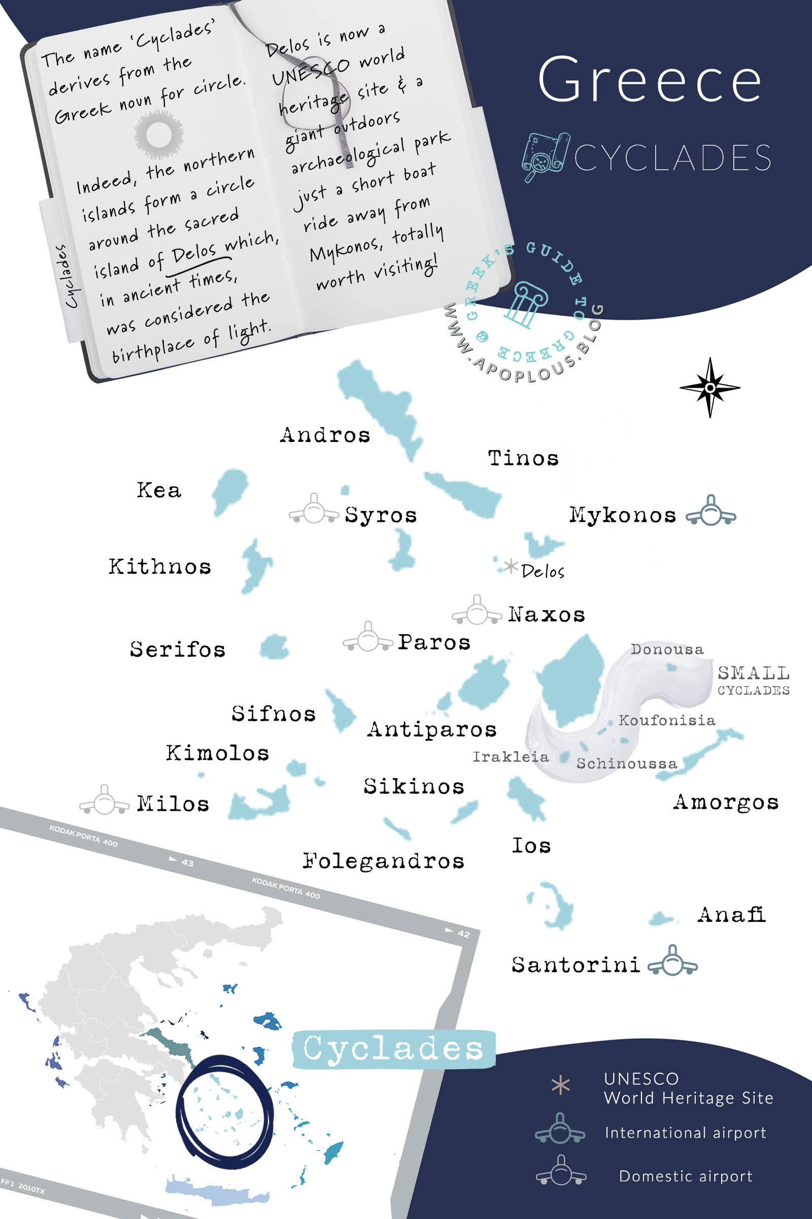 Apoplous Greece Map Cyclades Islands