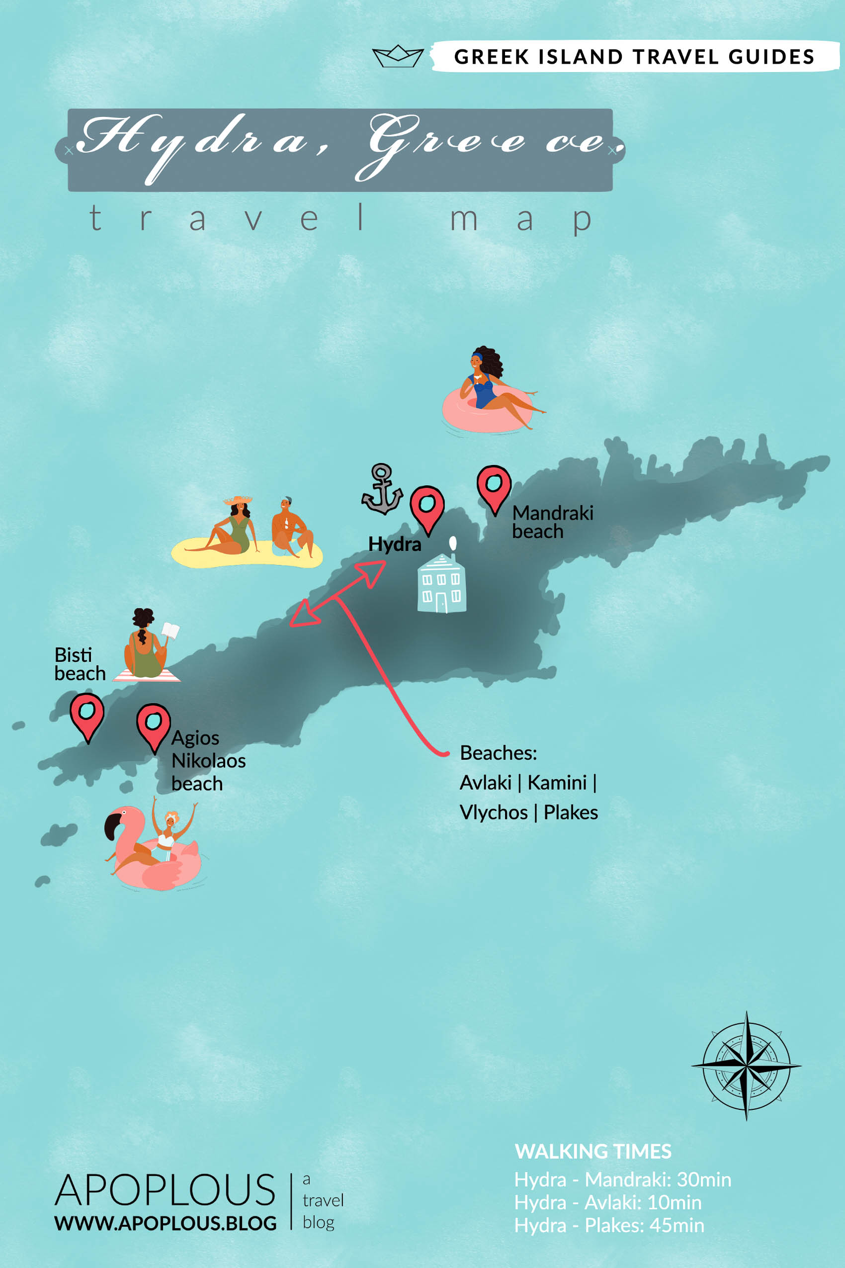 Hydra Greece Travel Map