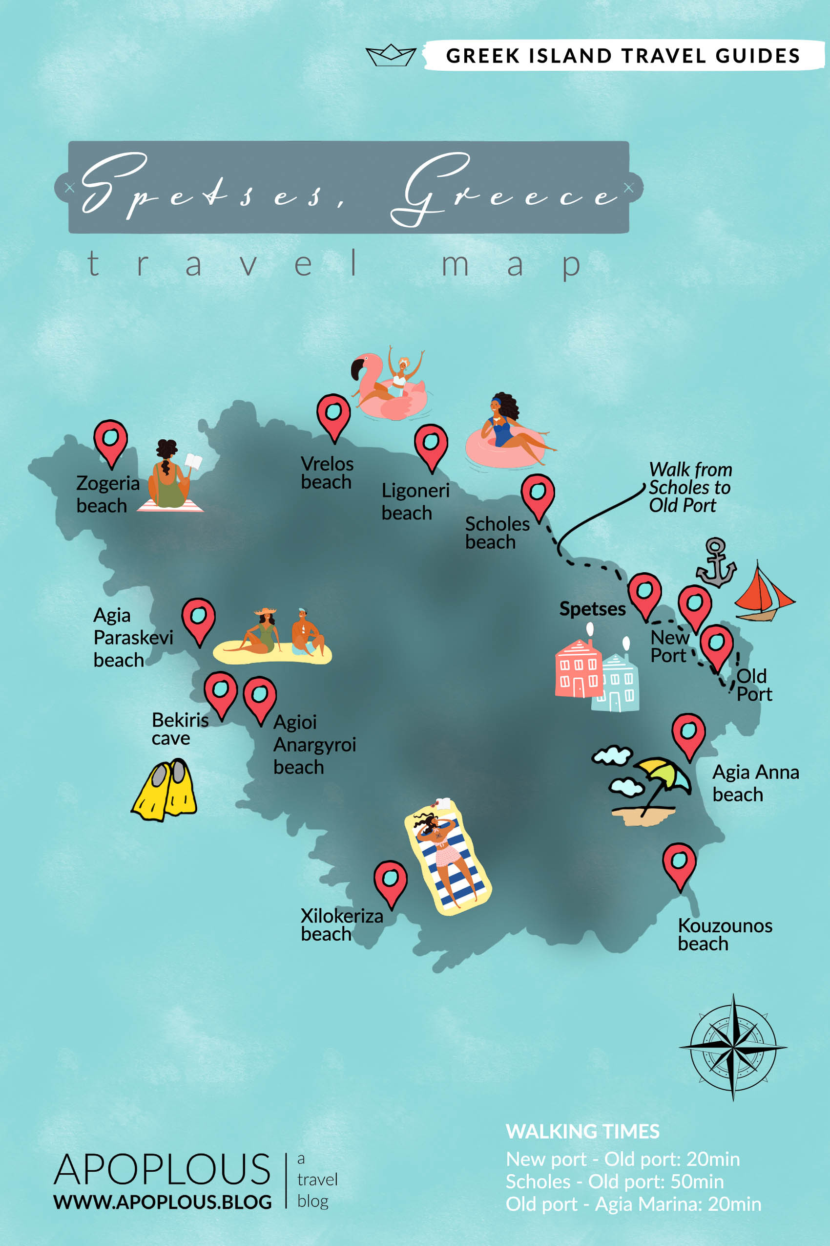 Spetses Greece Travel Map