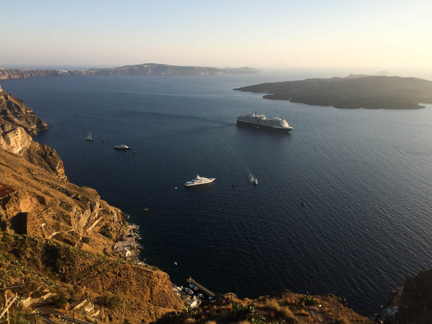 Santorini Fira caldera golden hour