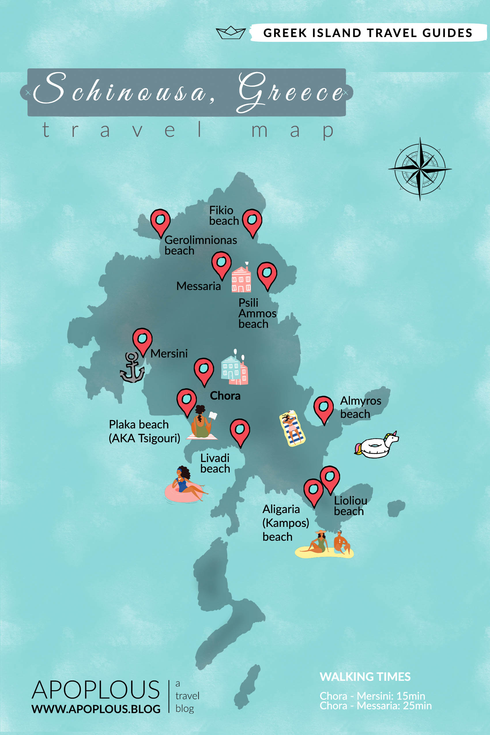 Schinousa travel map