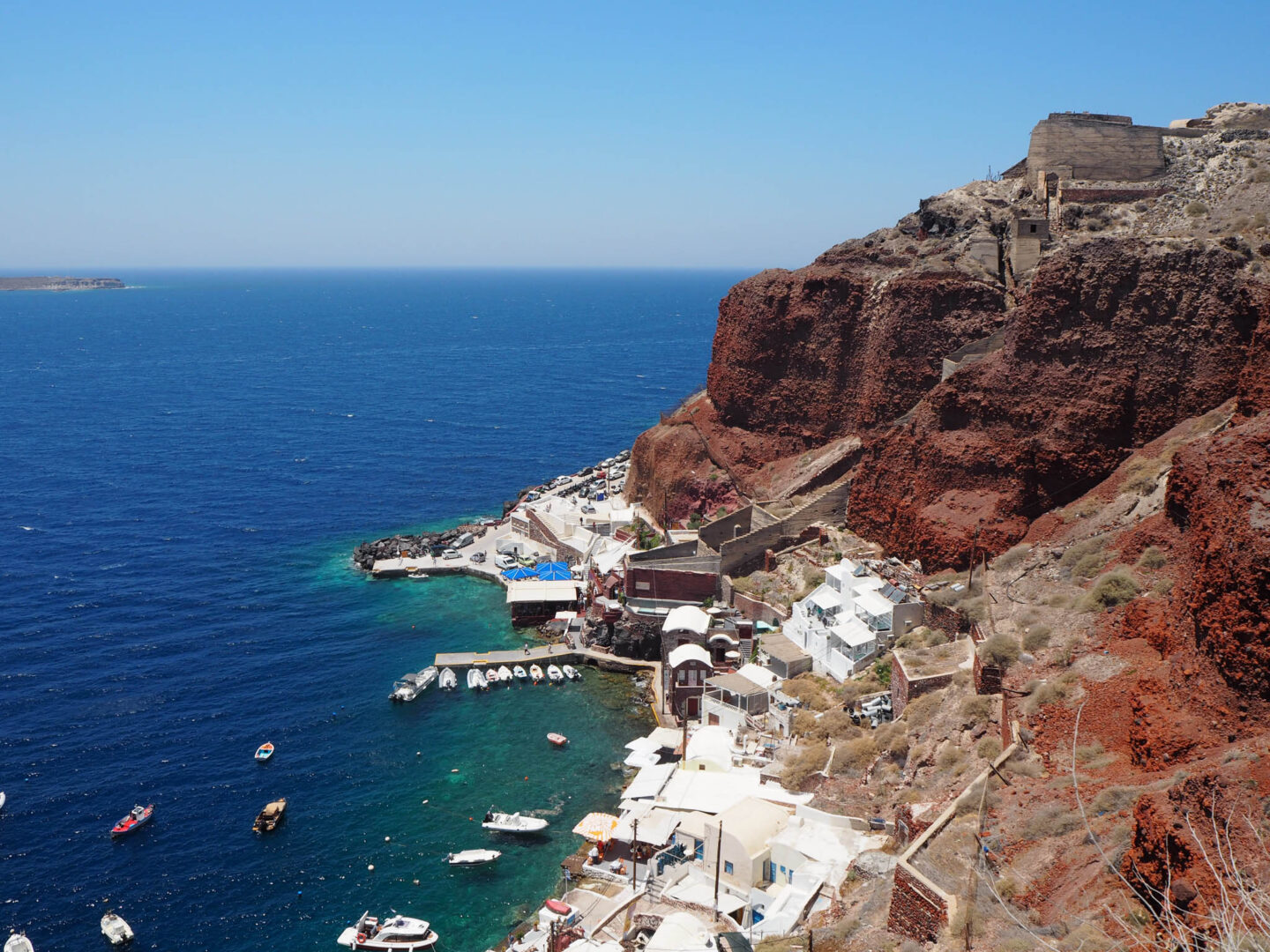 Santorini Ammoudi bay from above