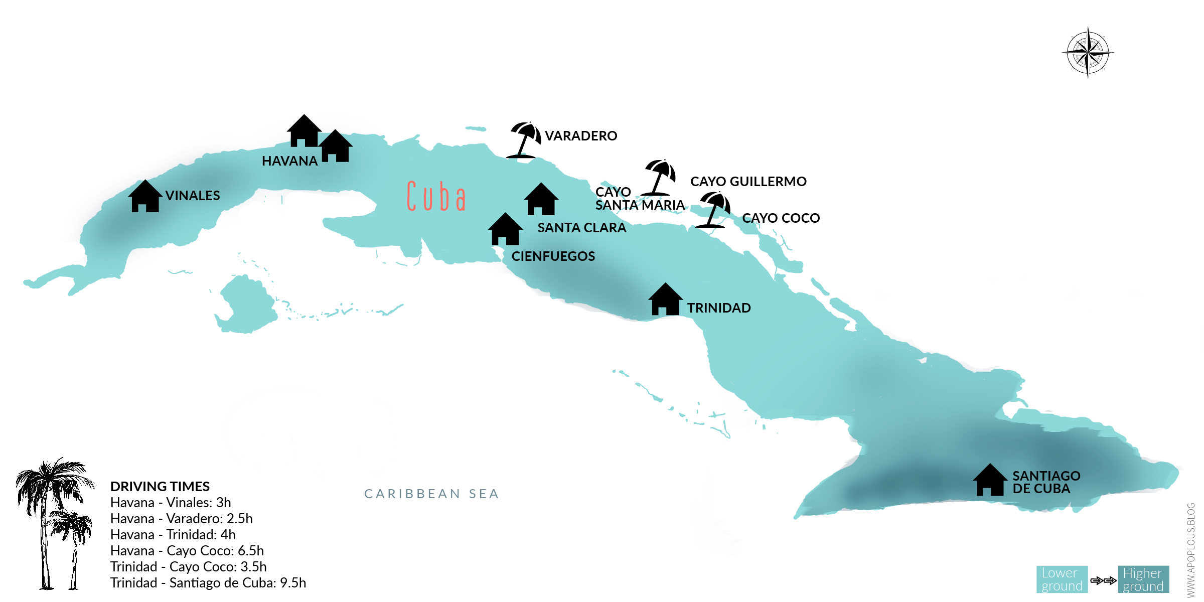 Cuba travel map