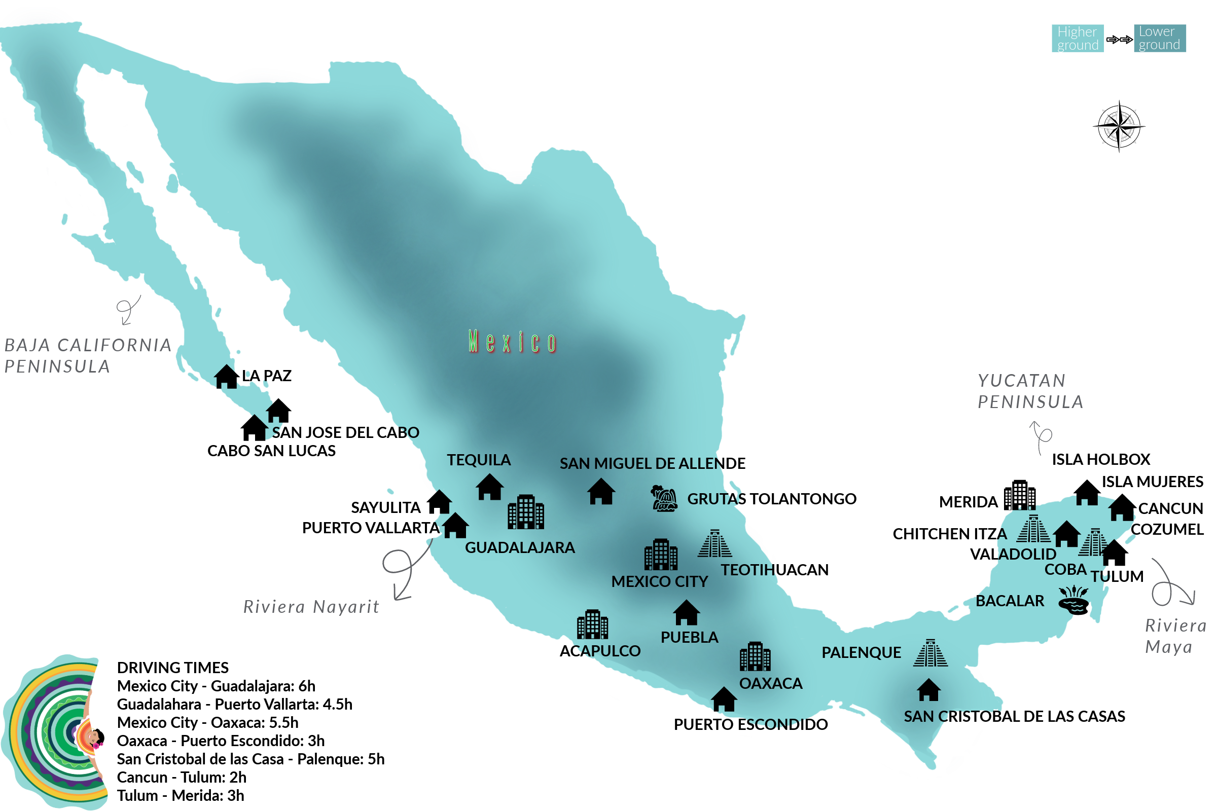 Mexico travel map