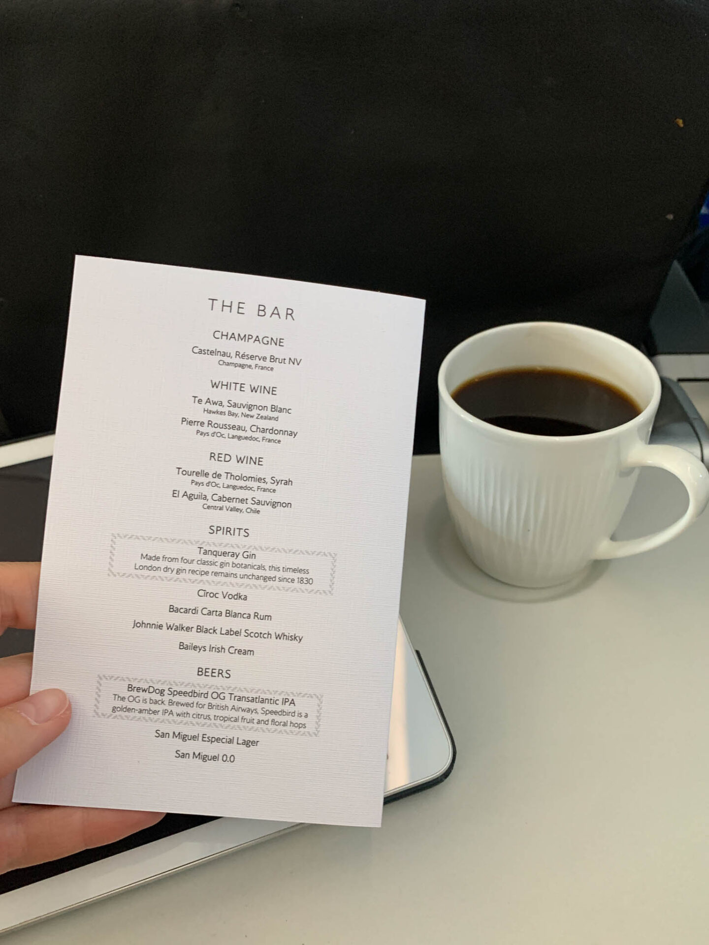 BA Club Europe menu 3