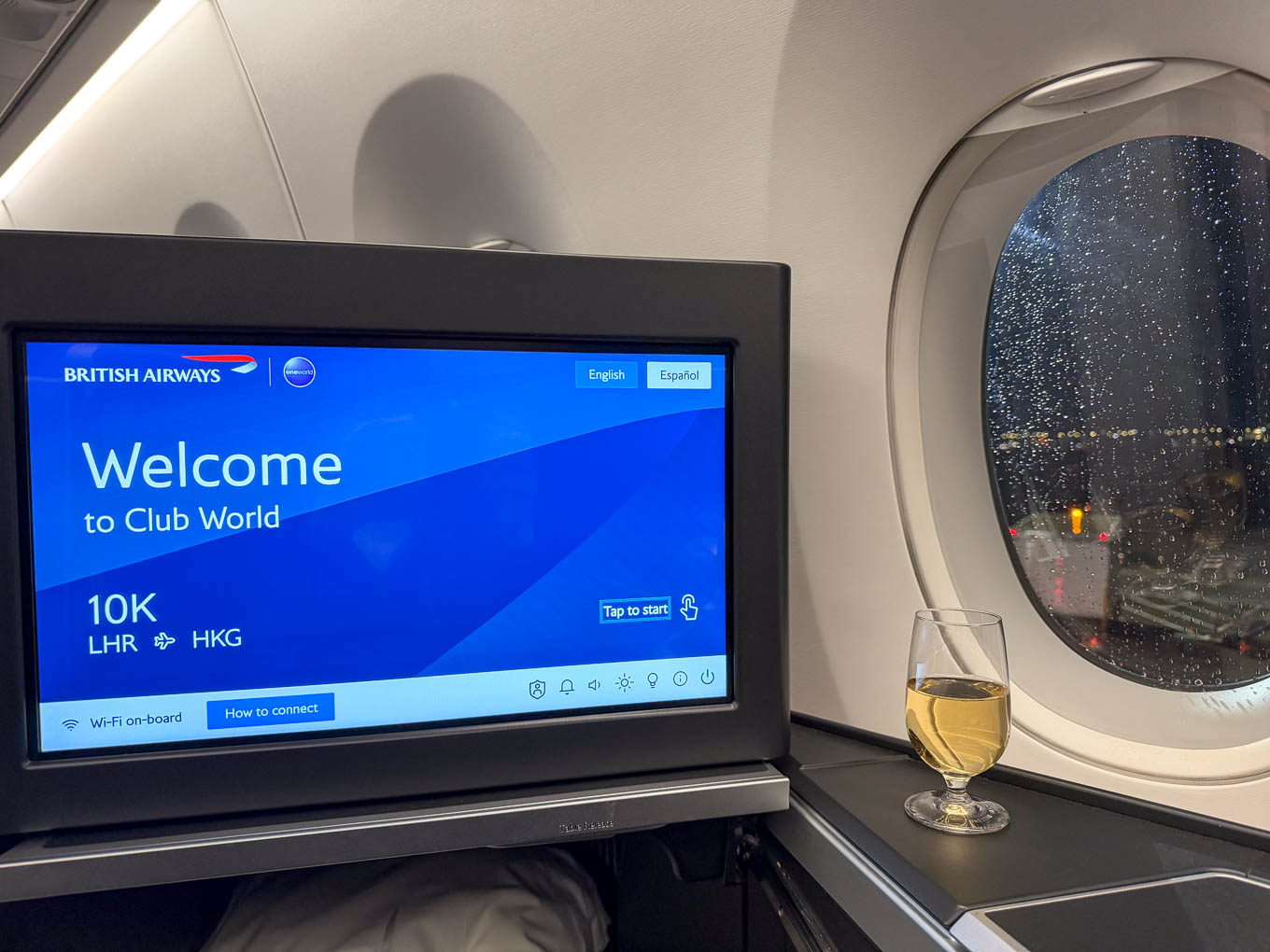 BA Business LHR HKG Welcome screen IFE