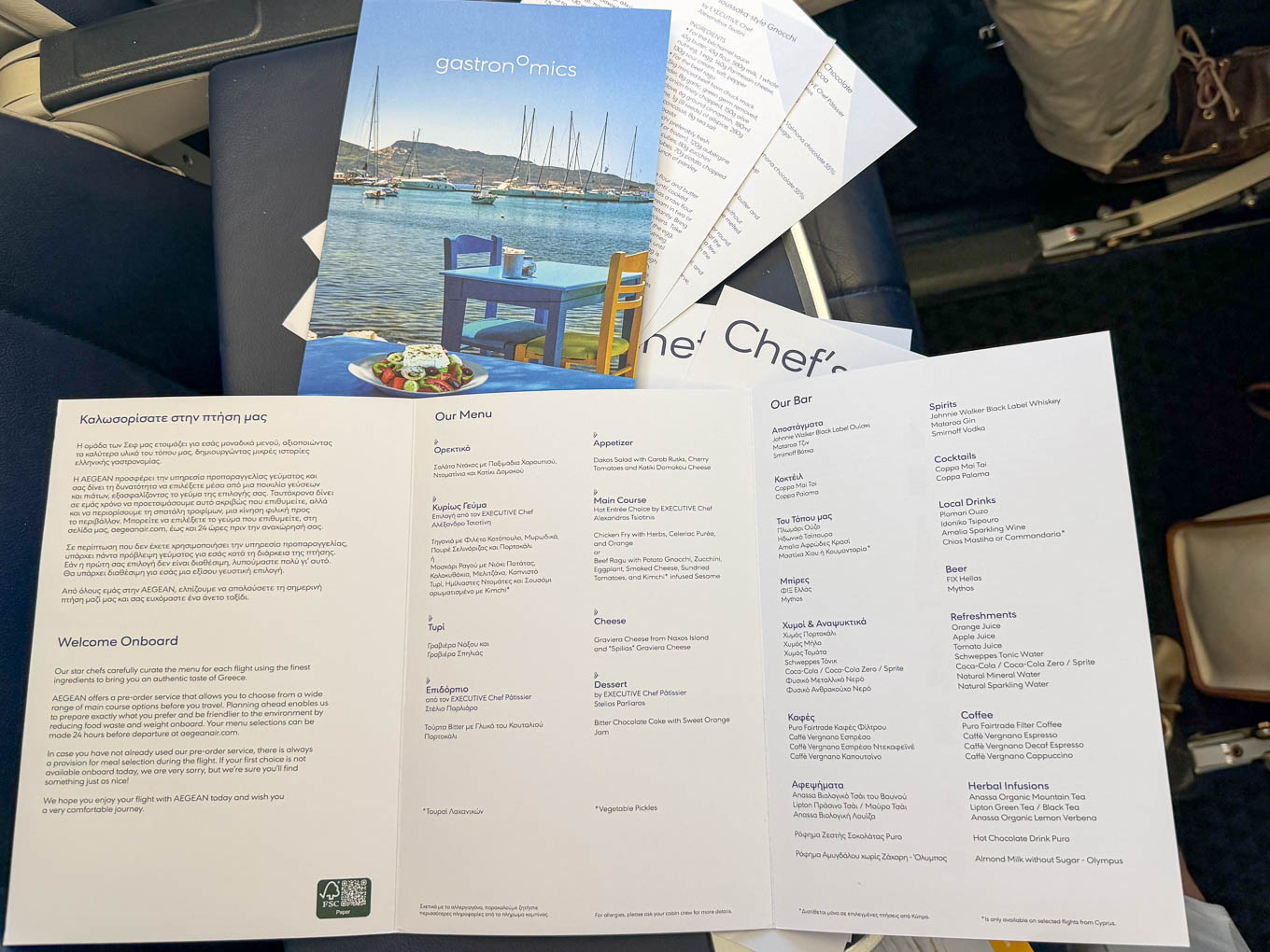 Aegean Business Class menu 2